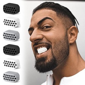 BIAEHIPATE Lot de 6 outils de mastication pour le cou et le visage pour homme et femme 3 x 1,6 x 1,5 cm, noir, blanc, gris 