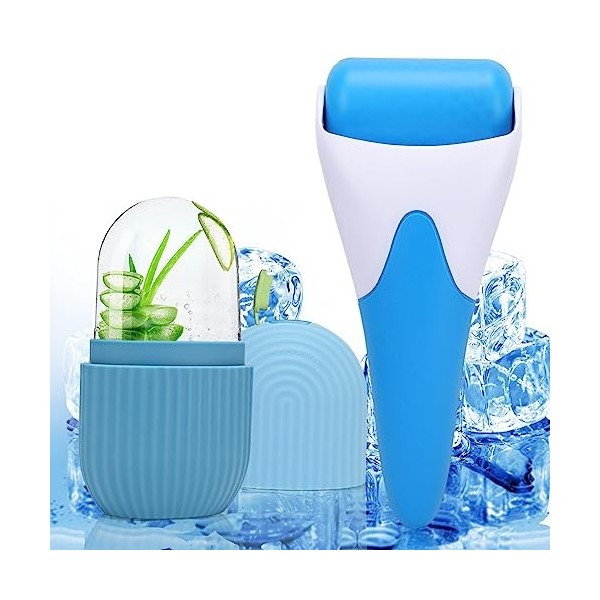 Rouleau à glace pour le visage et les yeux, Ice Face Roller pour le visage, Skincare Tools Sets pour soulager les gonflements