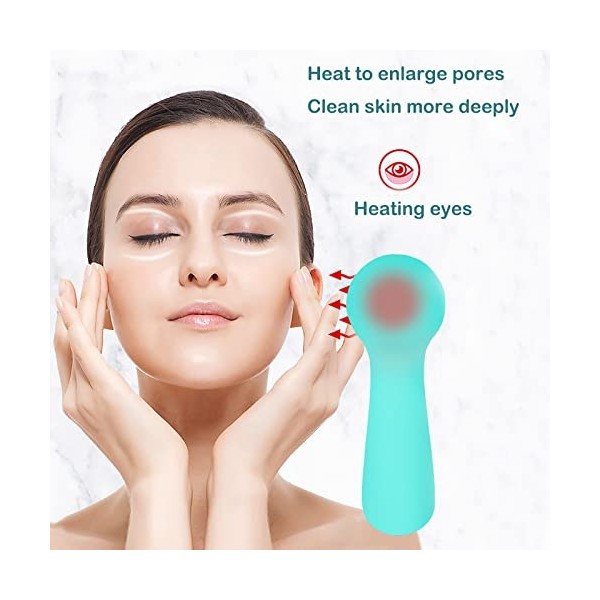 Brosse de nettoyage du visage en silicone, brosse de nettoyage électrique pour le visage, étanche et chauffée, brosse à ultra