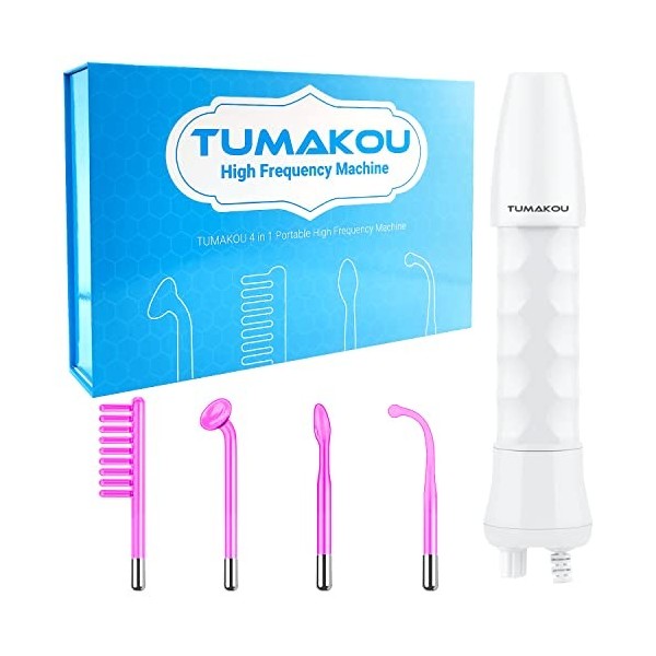 TUMAKOU Appareil Haute Frequence Esthetique - Appareil Visage Anti Ride Avec 4 Argon Electrodes pour Traitement de lacné - S