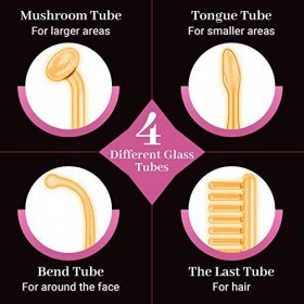 Appareil Haute Frequence Esthetique - UUPAS 4 en 1 Néon Haute Frequence Visage Baguette avec 4 Tubes en Verre pour Resserreme