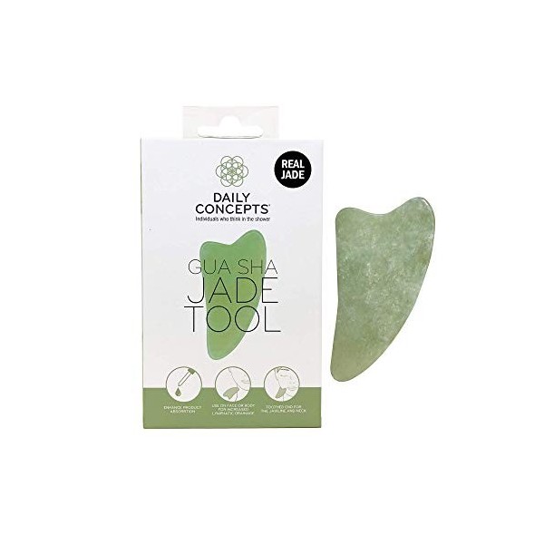 Daily Concepts Daily Jade Gua Sha Facial Tool to Help Sculpt Facial Features by Stimulating the Face and Leaving Brighter Glo