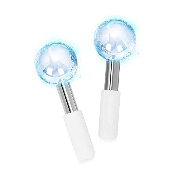 Ice Globes Facials Massager Rouleau de refroidissement cryogénique en acier inoxydable pour le visage, le cou et les yeux Cer