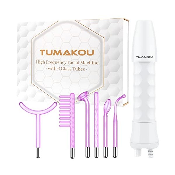 TUMAKOU Appareil Haute Frequence Esthetique Argon 6 en 1 - Appareil Electrotherapie Visage Anti Ride pour Traitement de lacn