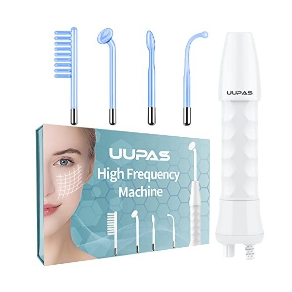 UUPAS 4 en 1 Bleu Appareil Haute Frequence Esthetique - Haute Frequence Visage Baguette avec 4 Tubes - Machine de Resserremen