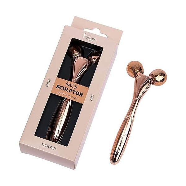 Sincero Salon Rose Quartz Facial Roller, Outil Soin de la Peau, Rouleau Visage Beauté, Quartz Rose de Massage pour Visage, Ye