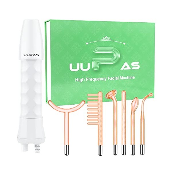 Appareil Haute Frequence Esthetique - UUPAS Haute Frequence Visage Baguette with 6 Tubes Néon pour Visage/Cheveux/Corps - Mac