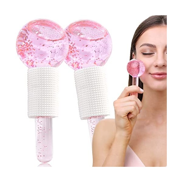 Facial Ice Globes Lot de 2 Globes Facial Globes pour Outils de Massage Facial Roller Appareil de Massage pour Peau Froide, ré