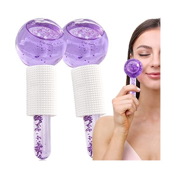 Facial Ice Globes Lot de 2 Globes Facial Globes pour Outils de Massage Facial Roller Appareil de Massage pour Peau Froide, ré