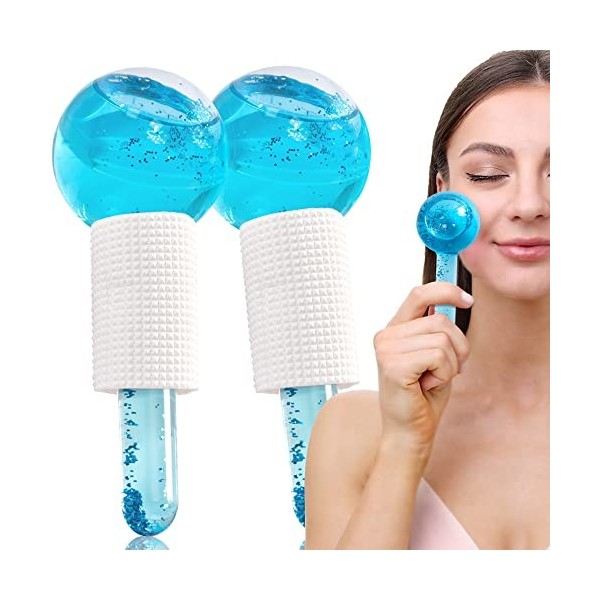 Facial Ice Globes Lot de 2 Globes Facial Globes pour Outils de Massage Facial Roller Appareil de Massage pour Peau Froide, ré