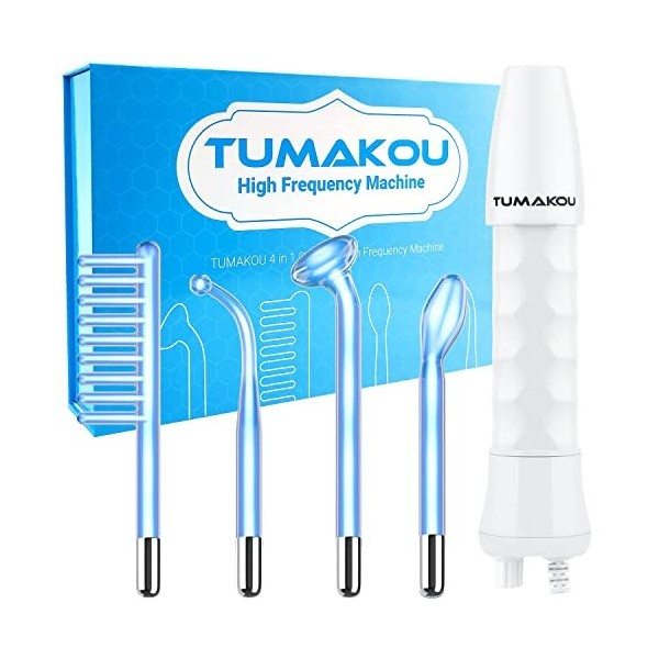 TUMAKOU Appareil Haute Frequence Esthetique - Appareil Visage Anti Ride Bleu - pour Soins pour le Visage, Traitement de lacn