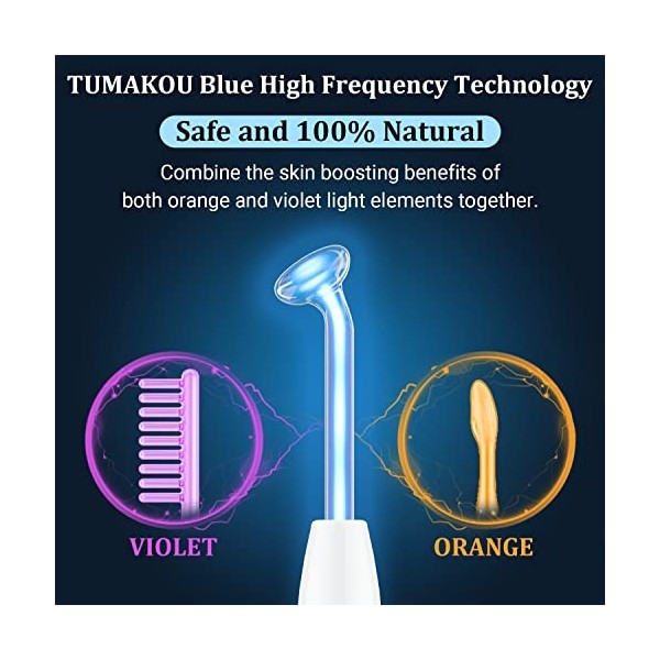 TUMAKOU Appareil Haute Frequence Esthetique - Appareil Visage Anti Ride Bleu - pour Soins pour le Visage, Traitement de lacn