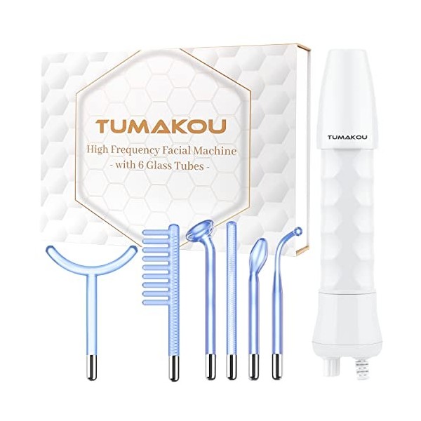 TUMAKOU Appareil Haute Frequence Esthetique Bleu 6 en 1 - Appareil Visage Anti Ride - pour Soins pour le Visage,Traitement de