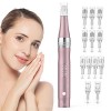 PELCAS Dermapen Électrique, Micro Aiguille Stylo Microneedling Rechargeable 0-2 mm Réglable 5 Vitesses Derma Pen avec 24 Aigu