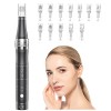 PELCAS Dermapen Électrique, Micro Aiguille Stylo Microneedling Rechargeable 0-2 mm Réglable 5 Vitesses Derma Pen avec 24 Aigu