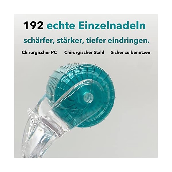 AUDUODUO® Dermaroller Lot de 192 véritables aiguilles 0,5 mm avec véritables aiguilles argentées pour la peau, la barbe et le