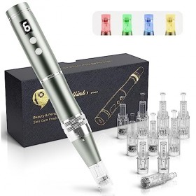 Beautlinks Stylo à micro-aiguilles électrique 0-2,5 mm avec écran LCD et 5 niveaux pour rajeunissement de la peau, cicatrices
