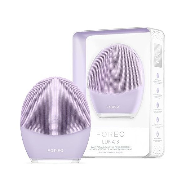 FOREO LUNA 3 Peau sensible - Brosse nettoyante visage - Massage raffermissant - Soins ultra-hygiéniques - Exfoliant visage fa