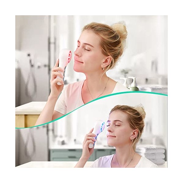 Brosse de nettoyage du visage IPX7 étanche avec 3 modes de vitesse pour nettoyer et exfolier avec 5 têtes de brosse, enlever 