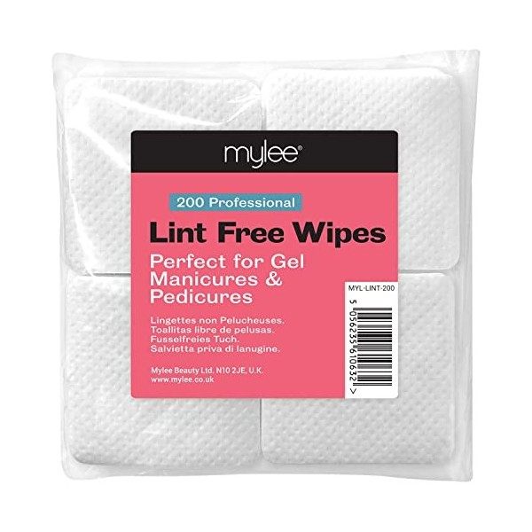 Mylee Lot de 200 lingettes non pelucheuses pour manucure et pédicure, lingettes dissolvantes absorbantes, Préparation, nettoy