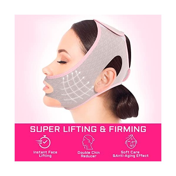 Amincissant De Bandage Lifting Pour Le Visage V Line Masque, Minceur Visage - Réutilisable, Masque Anti-Rides Pour Double Men