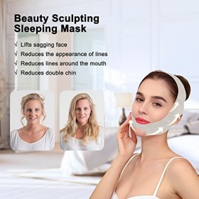 TNSLAND Beauty Face Sculpting Sleep Mask, V Shape Face V Line Shaping Face Mask, Double menton Remover Double Chin Reducer, F