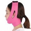 1PC visage minceur sangle lifting bandage flexible double menton réducteur pour visage en forme de V Rose rouge 