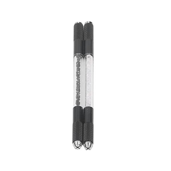 2 Pièces Stylo à Sourcils Manuel Double Tête Microblading Main Stylo à Sourcils pour Tatoueur Liner Shader Noir Blanc