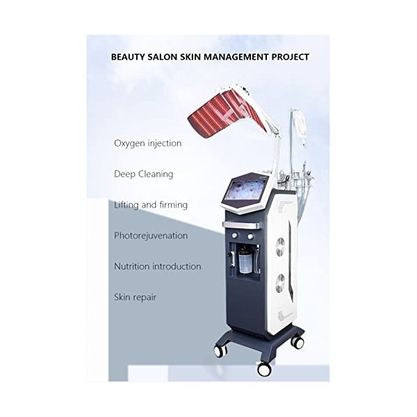 Instrument de beauté multifonction à jet doxygène pour analyse de la peau Hydra Microdermabrasion 5 couleurs LED PDT, 13 en 