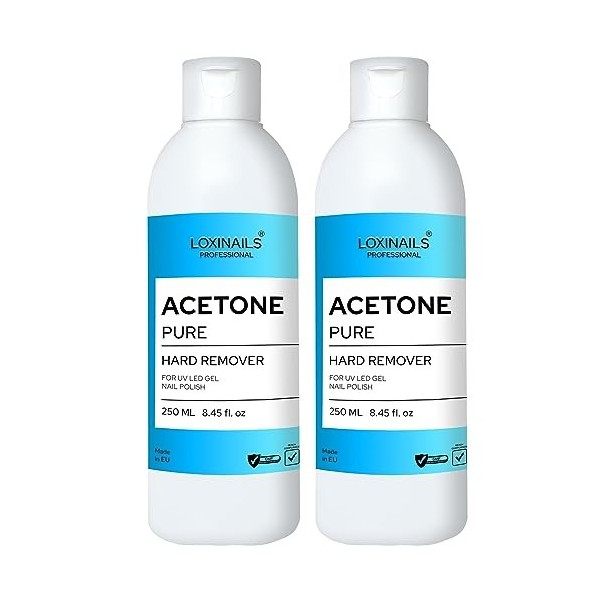 Acétone pour ongles SET 2x250ml - Acetone pure Dissolvant vernis semi permanent - Remover - Acétone kit pour enlever le verni