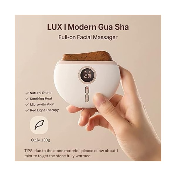 VRAIKO LUX1 Gua Sha Outil de sculpture du visage, masseur électrique avec 3 niveaux de chaleur et de vibration et batterie de