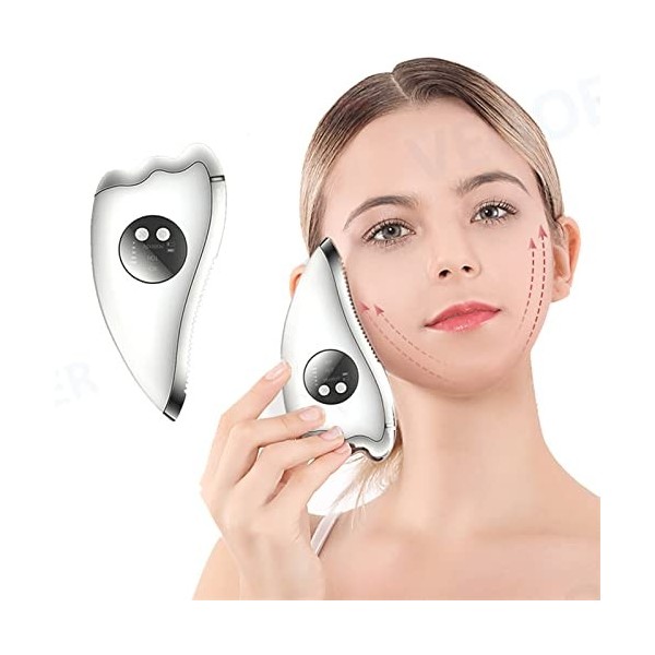 BIRX Kit dinstruments de beauté pour la Maison, Électrique Gua Sha Grattage Conseil Masseur Facial Lifting du Visage Chauffa