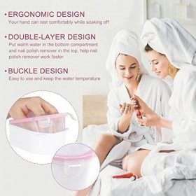 Lot de 2 bols de trempage pour ongles, double couche, bol de manucure, bol de trempage en acétone épais, bol de dissolvant po