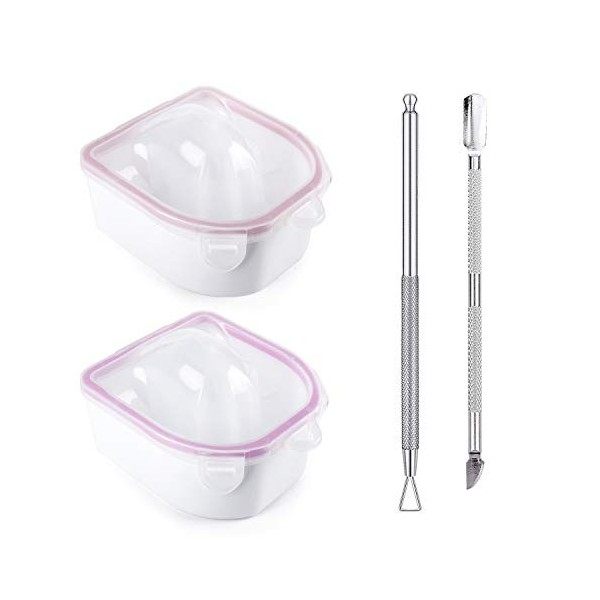 Yokilly 2 Pièces Bol De Trempage Des Ongles,Gel De Trempage Polissage Poudre De Trempage Démaquillant Bol Ongle,Avec Triangle