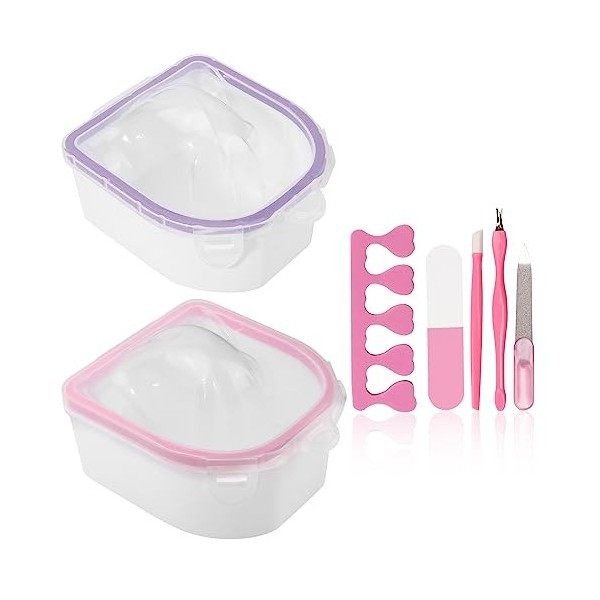 Yokilly 2 Pièces Bol De Trempage Des Ongles,Gel De Trempage Polissage Poudre De Trempage Démaquillant Bol Ongle,Avec Triangle