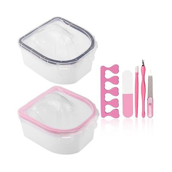 Yokilly 2 Pièces Bol De Trempage Des Ongles,Gel De Trempage Polissage Poudre De Trempage Démaquillant Bol Ongle,Avec Triangle