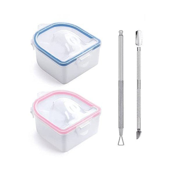 Yokilly 2 Pièces Bol De Trempage Des Ongles,Gel De Trempage Polissage Poudre De Trempage Démaquillant Bol Ongle,Avec Triangle