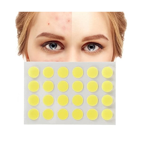 24pcs Pimple Healing Patches Autocollants de Couverture de Bouton de Forme Ronde Jaune