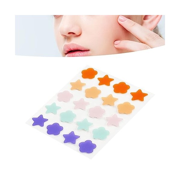 Pimple Blemishes Patches,Blemishes Patches 20pcs Pimple Stickers Floral Star Shaped Absorbing Hydrocolloid Facial Pimple Dots