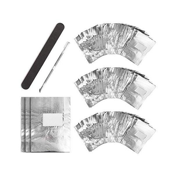 UNEEDE 300Pcs Tampons dissolvants pour vernis à ongles en aluminium, enveloppements en papier daluminium avec 1 pièce pour p