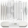 Kit de 16 outils de retrait de points noirs et dacné - Outil professionnel en acier inoxydable pour salon de beauté