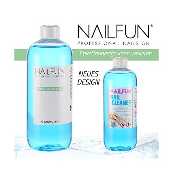 NAILFUN Nailcleaner 1000ml bleu - Nettoyant spécial pour le modelage des ongles en qualité studio pour nettoyer et dégraisser