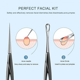 Lot de 2 outils dextraction de points noirs et de imperfections pour esthéticiennes, outils professionnels dextraction de p