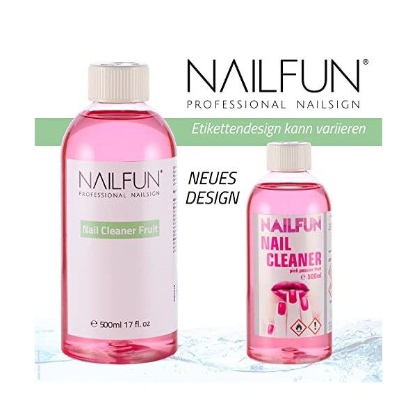 NAILFUN Nail Cleaner 500ml Passion Fruit + 500 alvéoles 1 rouleau + 1 flacon pompe 200ml