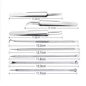 Extracteur Point Noir 8PCS comédons Extraction, Pimple Comedone acné Extractor, Outil de Suppression de Points Noirs, Whitehe