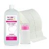 N&BF All for one Nail Cleaner 1000 ml + distributeur bouteille de pompe rose + 1000 tampons de cellulose 2 rouleaux de 500