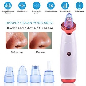 QLISNASE Aspirateur Point Noirs,Extracteur de Point Noir Visage Aspiration Point Noir Appareil de Beauté, USB Rechargeable 5 