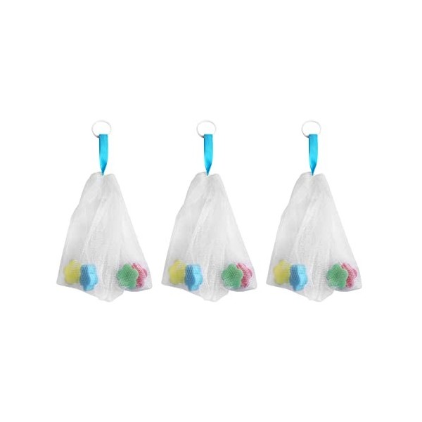 Face Nettoyage Mousant Net Set 3pcs Mesh Sac Sac Bubble Savon Magoule De Bulles Net avec Éponge pour Lavage pour Le Visage