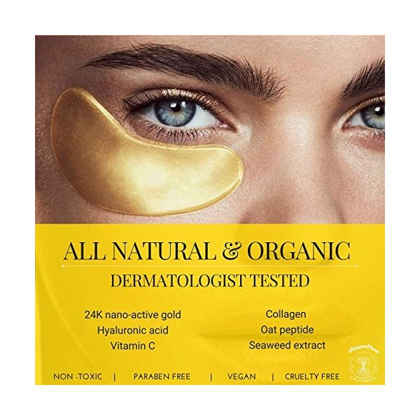  18 Paires Masque Yeux Anti Cernes - Tout Naturel Bio Collagène Patches Oculaires | Anti-rides, Anti-âge, Hydratant | Conçu 