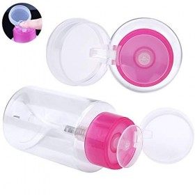 SelfTek 2 pièces Distributeurs de pompe de dissolvant de vernis à ongles, bouteille en plastique vide clair